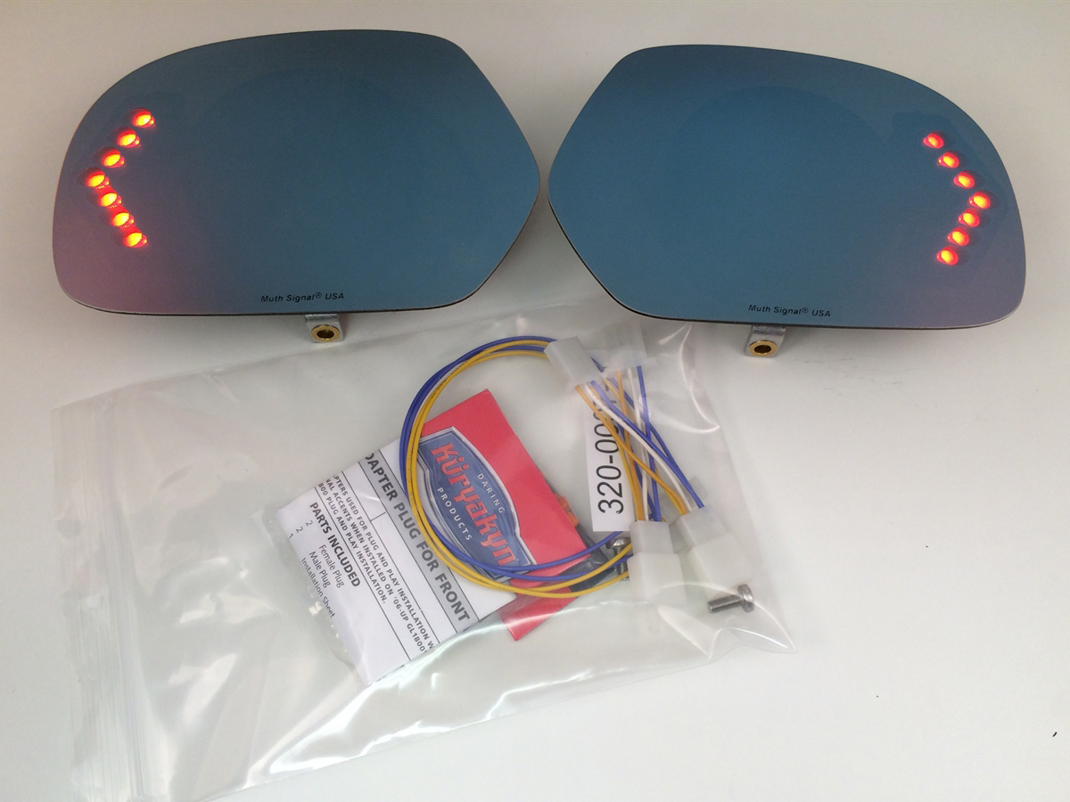 Muth Blue Glass with Red Turn Signal Mirror Kit for Honda GL1800